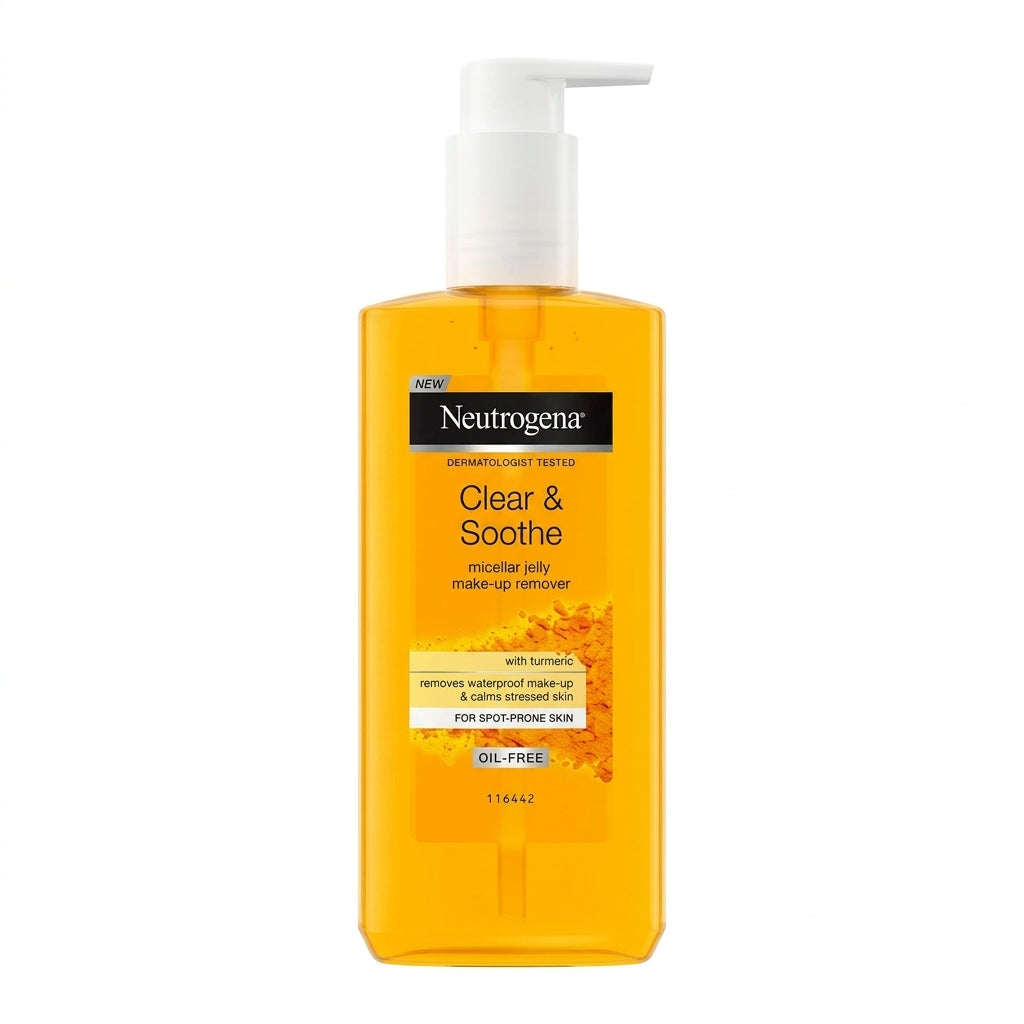 Neutrogena Clear & Soothe Micellar Jelly Makeup Remover with Turmeric – Oil-Free for Spot-Prone Skin (200ml)