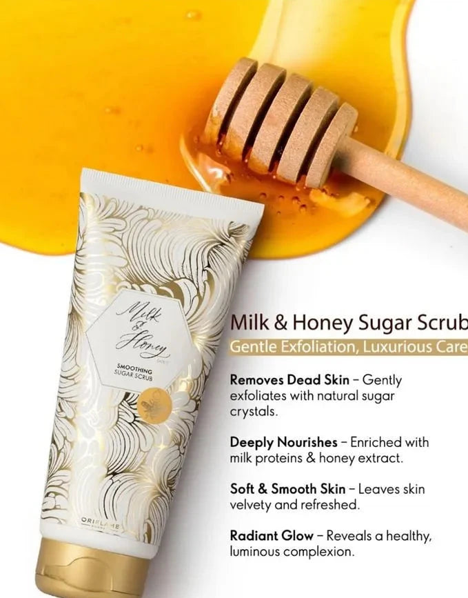 Oriflame Milk & Honey Gold Smoothing Sugar Scrub | Exfoliating Body Scrub for Smooth, Soft & Glowing Skin