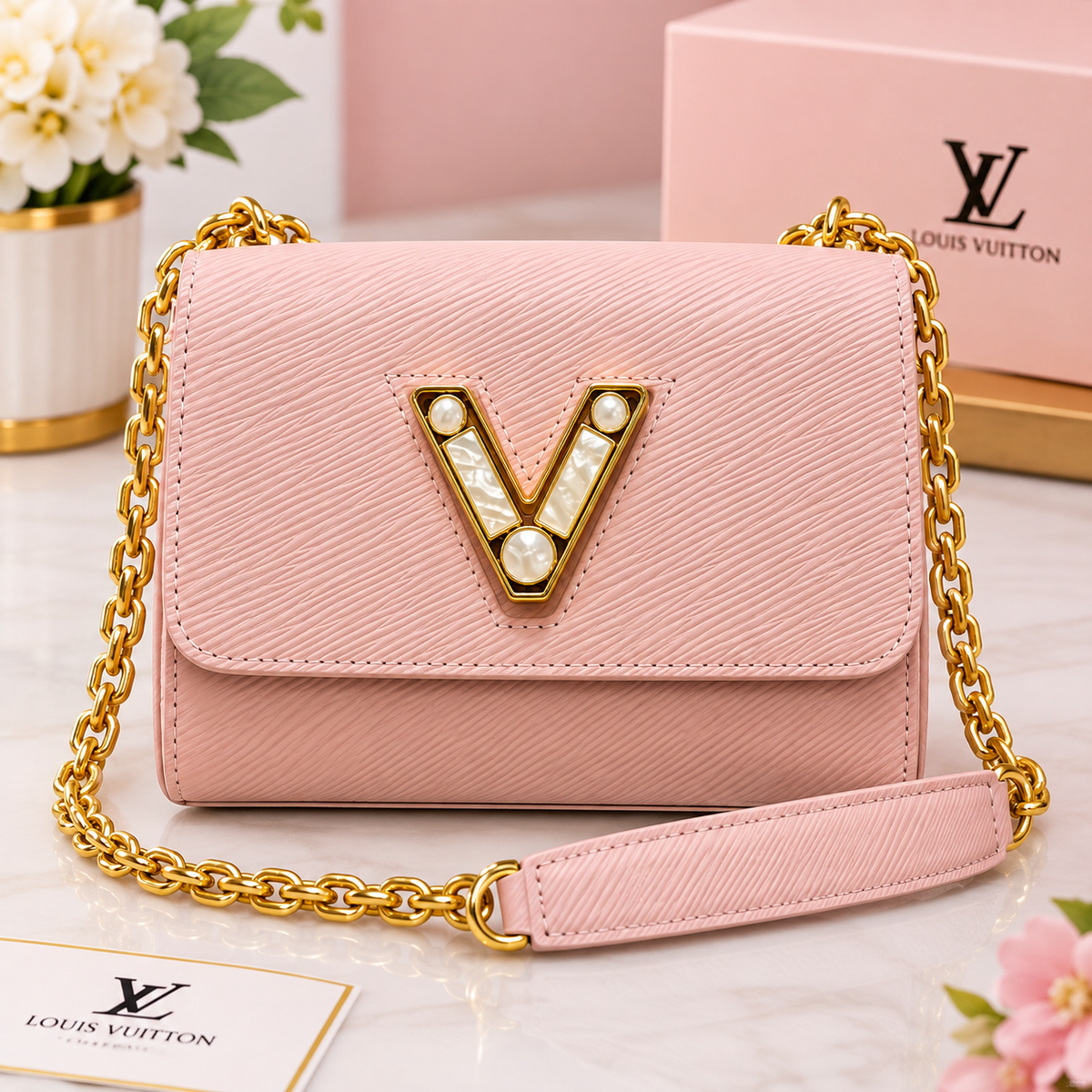 Pink Chain Shoulder Bag – Elegant Quilted Crossbody Handbag | Stylish Women’s Luxury Handbag with Gold Chain Strap