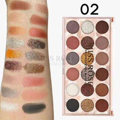 Miss Rose 12 color eyeshadow and 6 color glitter palette (12+6)