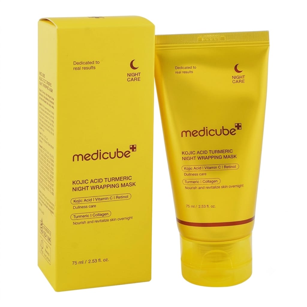Medicube Kojic Acid Turmeric Night Wrapping Mask (75ml) – Overnight Brightening & Revitalizing Mask with Vitamin C, Retinol & Collagen