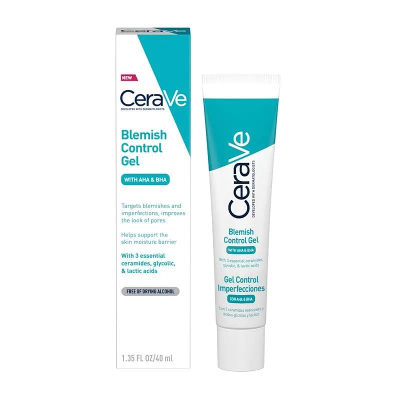 CeraVe Blemish Control Gel with AHA & BHA, Glycolic & Lactic Acids (40ml)