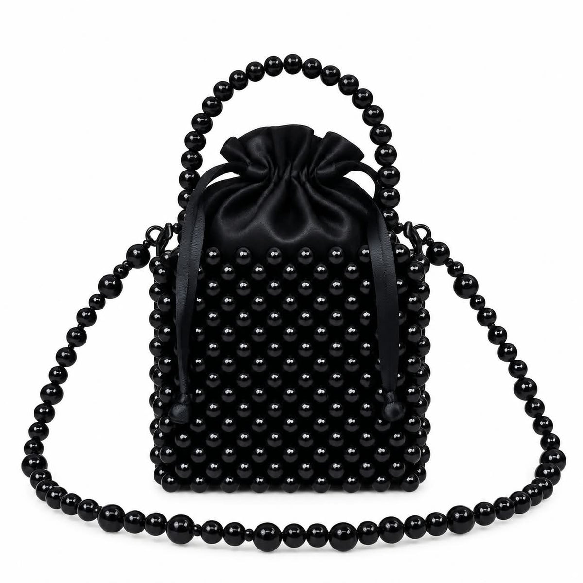 Luxury Black Pearl Beaded Evening Bag & Party Clutch