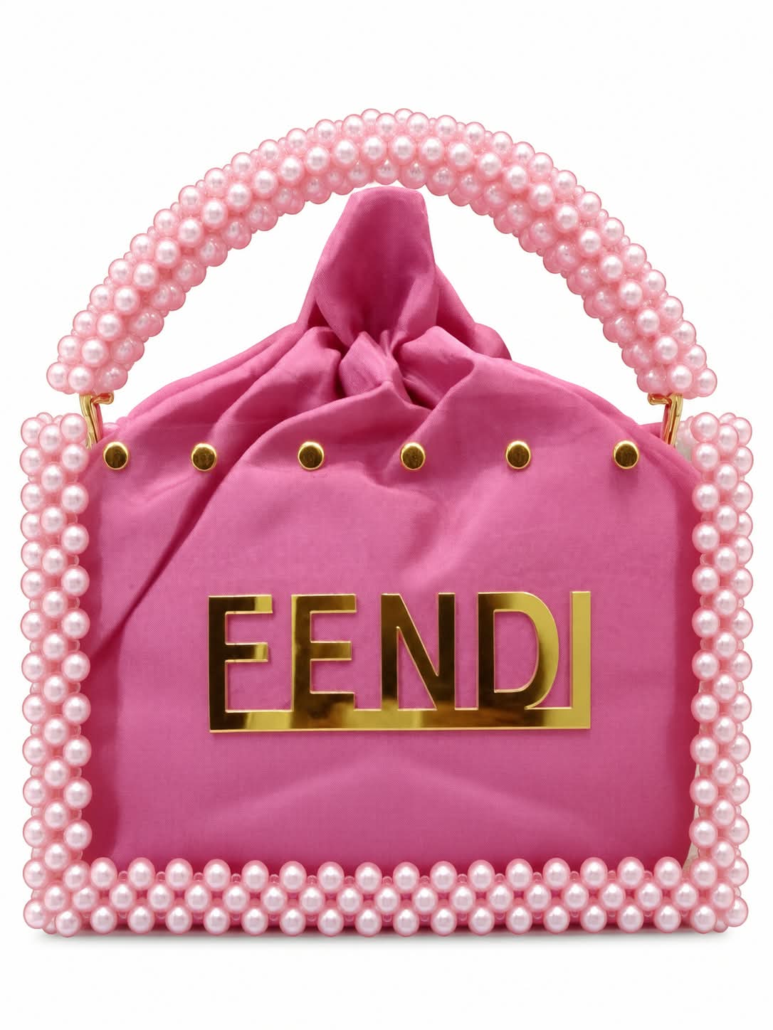 Beaded Handbag with Satin Drawstring & Gold Hardware – Luxury Designer Evening Clutch & Party Purse