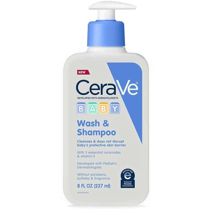 CeraVe Baby Wash & Shampoo | 3 Essential Ceramides & Vitamin E | 8 FL OZ (237 ml)