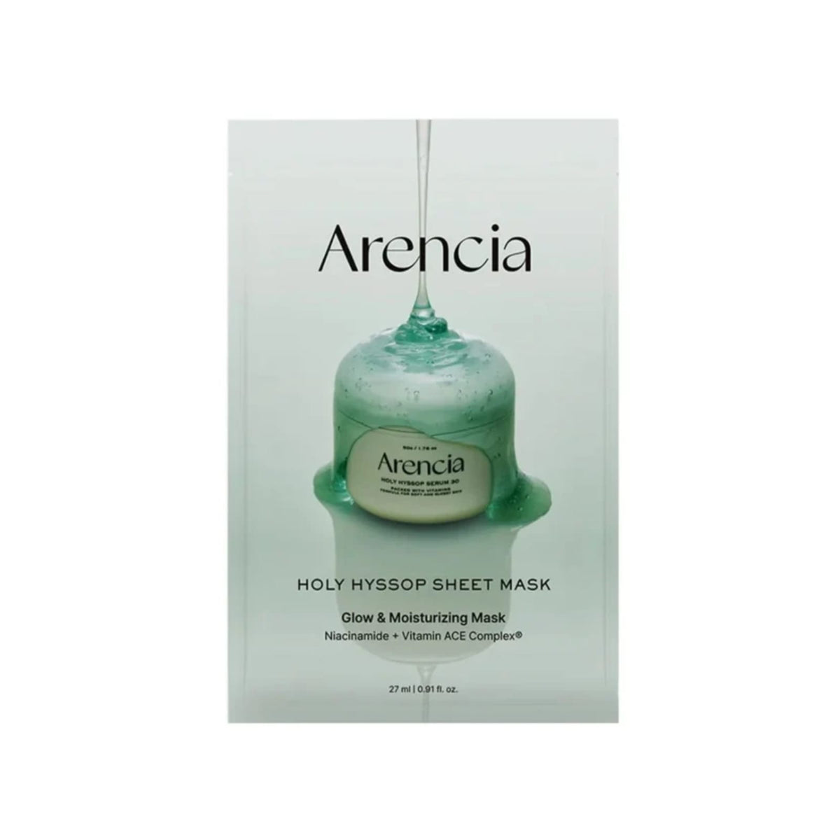Arencia Holy Hyssop Sheet Mask 27ml – Hydrating & Glow Facial Mask with Niacinamide & Vitamin ACE Complex®