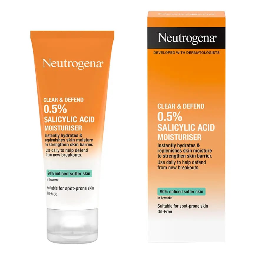 Neutrogena Clear & Defend 0.5% Salicylic Acid Moisturiser (50ml) – Oil-Free Daily Facial Hydrator for Spot-Prone Skin