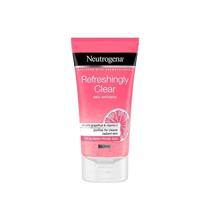 Neutrogena Refreshingly Clear Daily Exfoliator (150ml) – Pink Grapefruit & Vitamin C Face Scrub for Blemish-Prone Skin