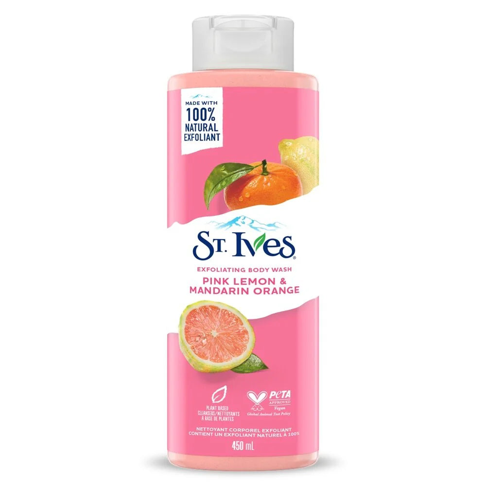 St. Ives Exfoliating Body Wash, Pink Lemon & Mandarin Orange (450ml)