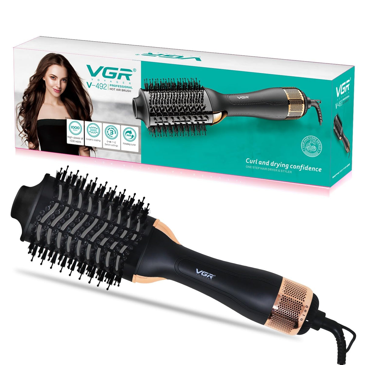 VGR V-492 Professional Hot Air Brush & Styler | 1000W