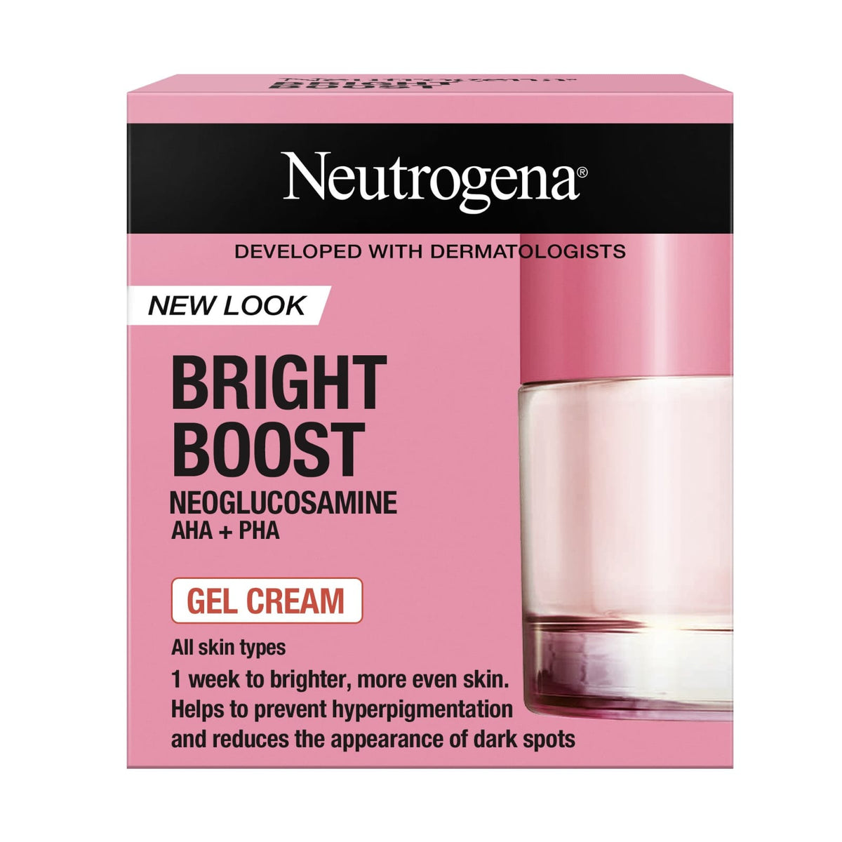 Neutrogena Bright Boost Gel Cream (50ml) – Skin Brightening Face Moisturiser with Neoglucosamine, AHA & PHA