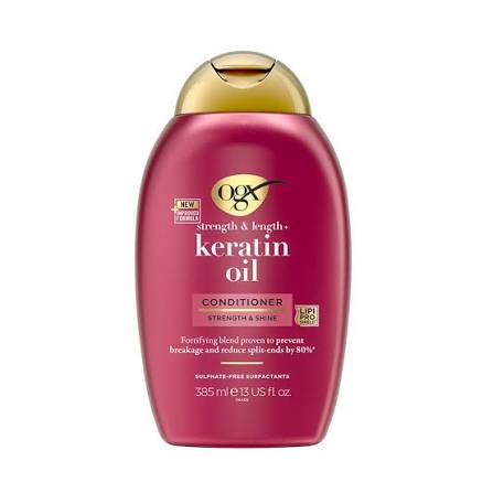 OGX Strength & Length Keratin Oil Fortifying Conditioner 385ml Sulfate-Free